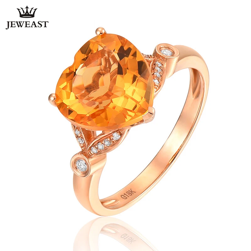 

ENZO Natural Citrine 18K Pure Gold 2023 New Hot Selling Top Ring Women Heart Shape Ring For Ladies Woman Genuine Jewelry