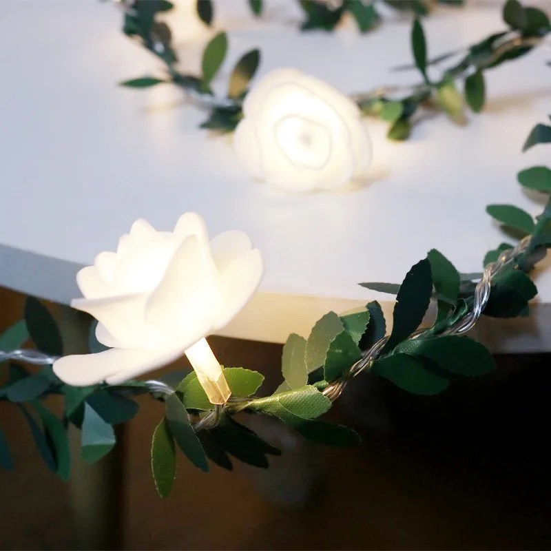 Guirnalda de luces LED con forma de rosa para decoración navideña, guirnalda de 1,5/3M, ideal para bodas, San Valentín, fiestas y fiestas