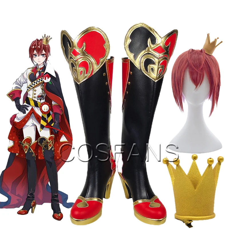 Riddle Rosehearts Wig Cosplay Twisted Wonderland shoe Cosplay Women Short Red Wig Cosplay Anime Halloween Cosplay Wig shoe crown