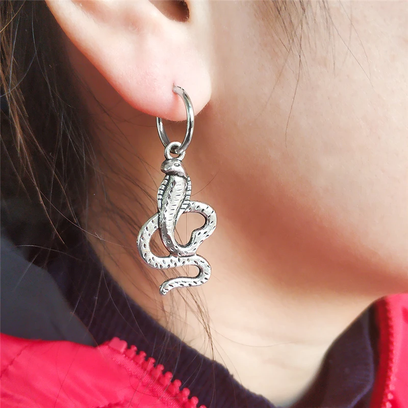 SOHOT Cute Animal Snake Fish Shark Tortoise Mermaid Seahorse Pendant Women Drop Earrings Chic Silver Color Unisex Punk Brincos