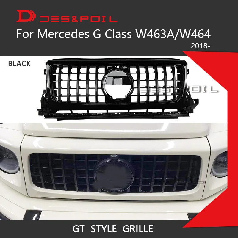 For Mercedes Benz New G Class W464 GT Grille Panamericana Front Bumper Racing Grill G500 G350 G400 2018- G Wagon With Camhole