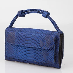 Alirattan Luxury Snake Pattern Blue Hand Bags Cross Body Shoulder Bag Snakeskin Designer Day Clutch Chain Crossbody Bag