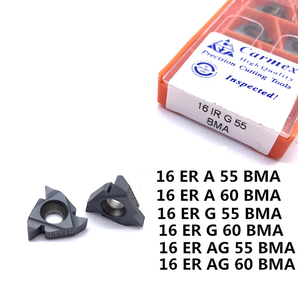 10 단위 16ER AG55 A55 G55 AG 60 BMA 초경 외부 나사 cnc 삽입 선반 가공 공구 고품질 가공