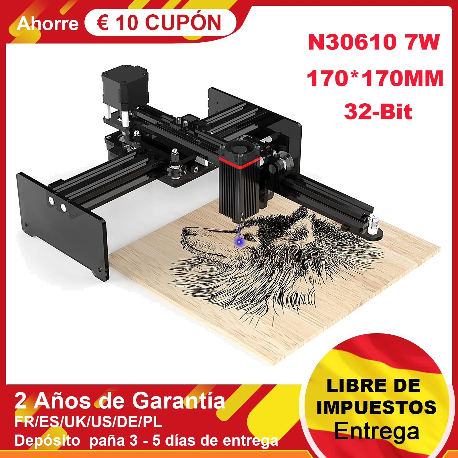 OAKEROO 5 N30610 7W laser engraving machine CNC printer cutting machine for wood and engraving, 170x170mm portable wireless application Control logo marking printer with GRBL, LightBurn