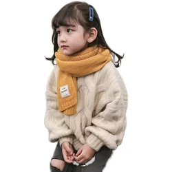 Écharpe d'hiver en coton pour enfants, longue et chaude, pour garçons et filles, couleur unie, nouvelle tendance