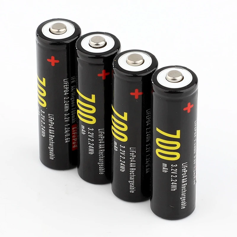 4PCS/Pack Soshine 700mAh 14500 Battery 3.2V LiFePO4 AA Rechargeable Battery with Battery Connector