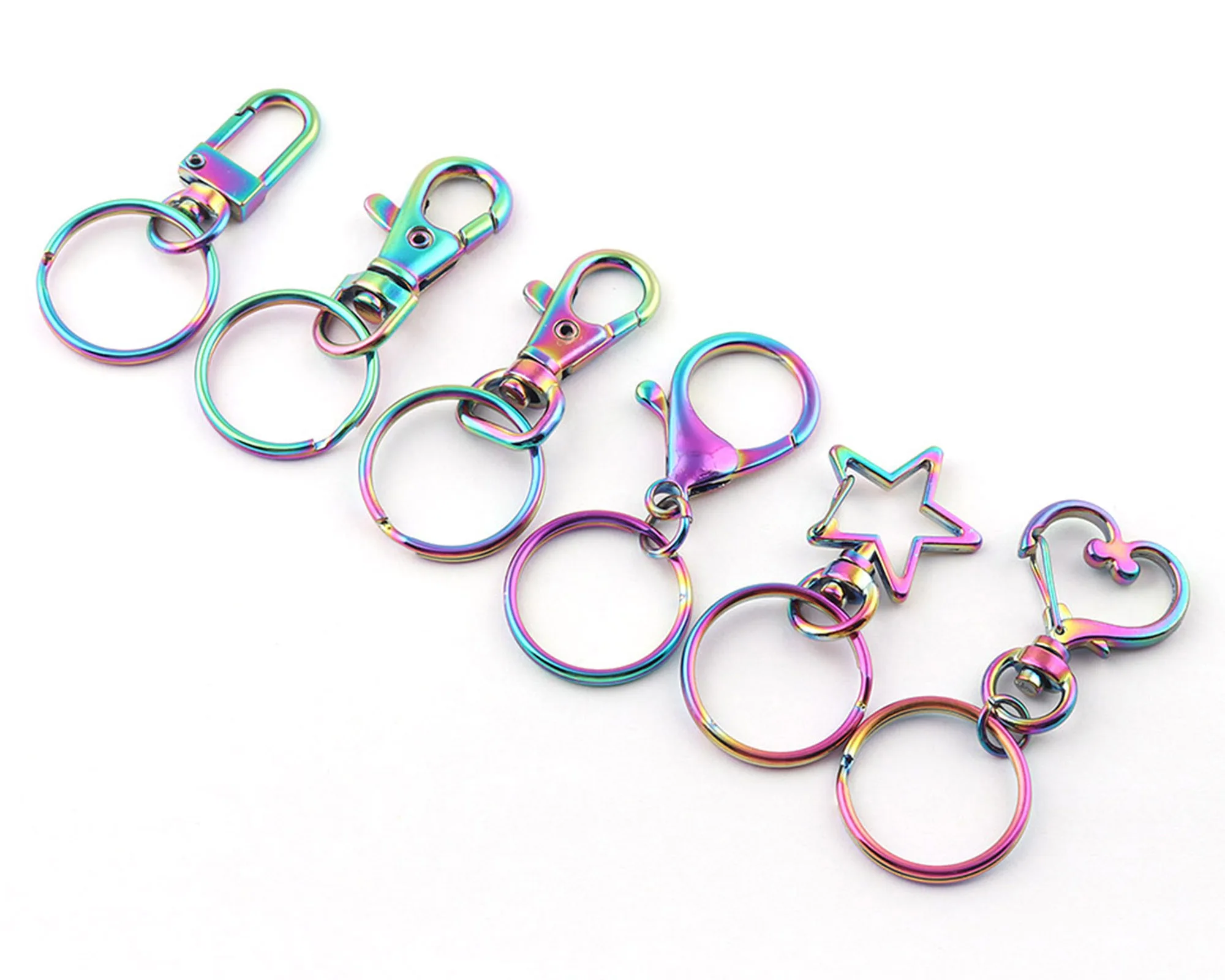 

Rainbow Swivel Snap Clasp Trigger Clip Snap Hooks Lobster Claws Purse Hardware Supply DIY Making Key Ring Webbing Backpack 6Pcs