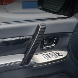 For Mitsubishi Pajero V80 V93 V95 V97 V98 2007-2021 Carbon Style Side Door Interior Armrest Handrails Cover Trim Car Styling