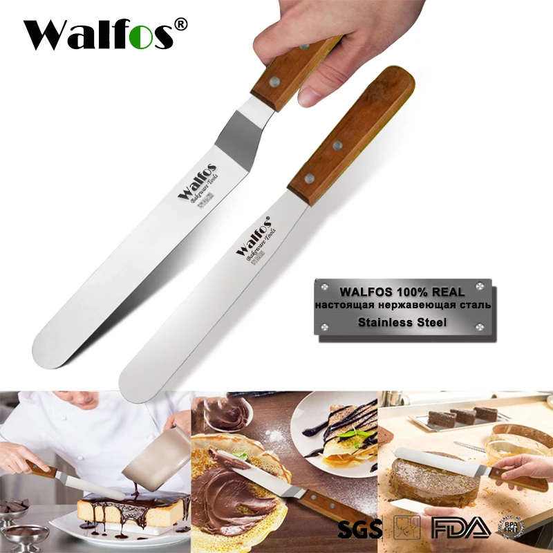 

WALFOS Stainless Steel Cake Spatula Cream Icing Frosting Knife Smoother Butter Scraper Cake Decorating Tools Kitchen Accessories