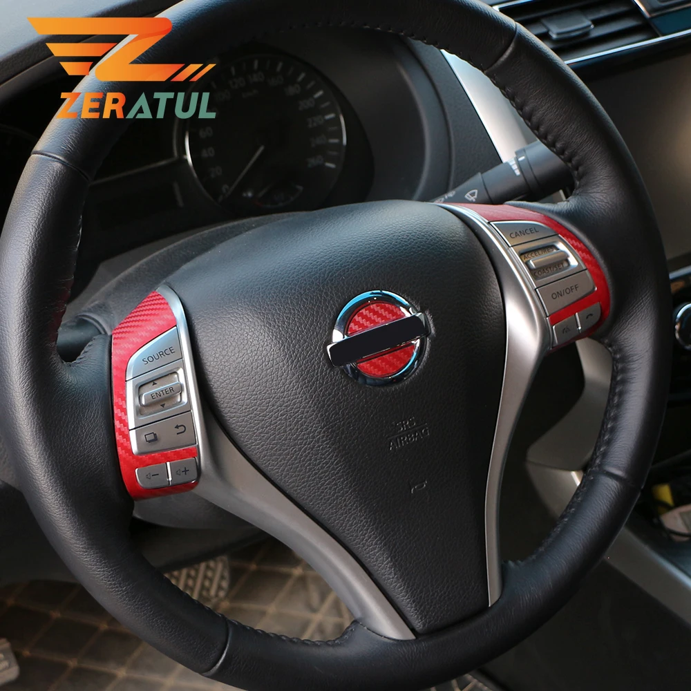 Zeratul Car Carbon Fiber Steering Wheel Panel Decoration Sticker for Nissan X-trail Xtrail T32 Rogue 2014 - 2017 Accessories