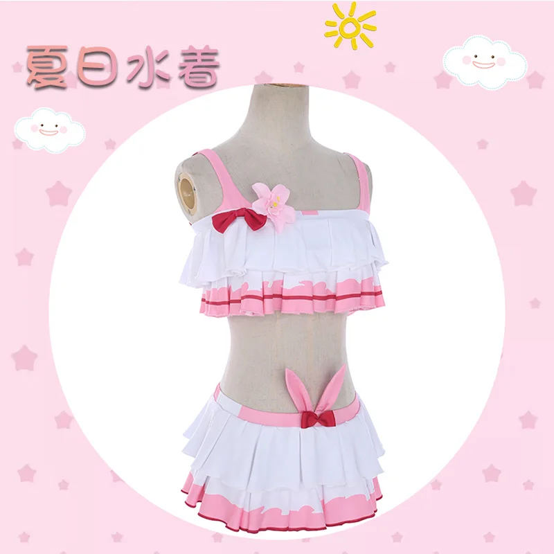 

Game Honkai Impact 3 Cos Theresa Apocalypse Summer Daily Swimsuit Cosplay Lovely Pink Split Swimwear Costume