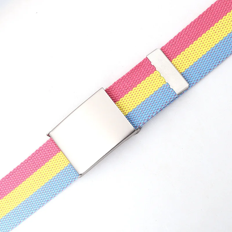 Simple Design Rainbow Style Male and Female Students Youth Casual Canvas Jeans Women's Belt