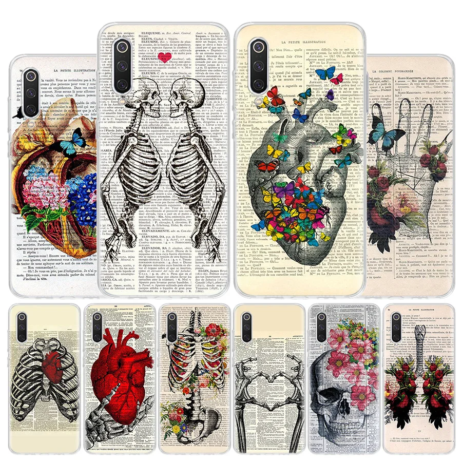 Human anatomy organ newspaper Phone Case For Xiaomi Redmi Note 12 12S 13 11 11S 11T 10 11E Pro Plus 10S 9 9S 9T 8 Coque Shell Co