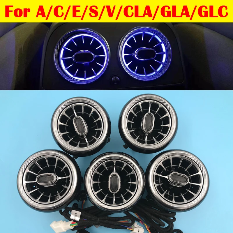 

Для Benz A/C/E/S/V/CLA/GLA/GLC класс W176 W205 W213 W222 W447 W117 W156 X253 Автомобильная вентиляционная турбина, окружающий свет, светодиодная цветная лампа