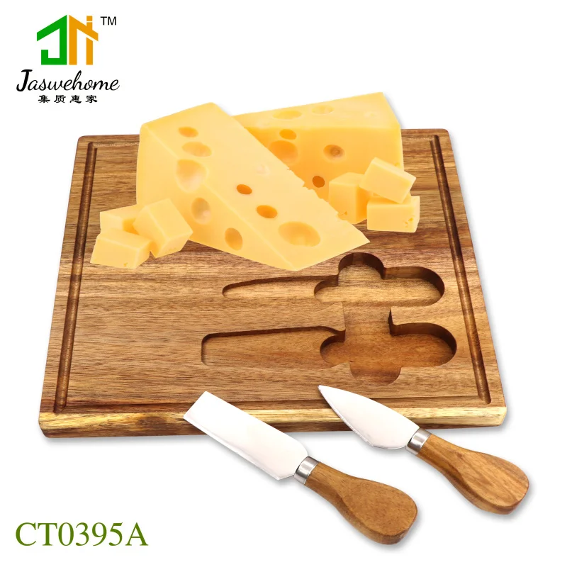 

Jaswehome Cheese Board Sets Cheese Knives With Platter Wooden Kitchen Accessories 3pcs Cheese Tools Set Cheese Chopping Plate