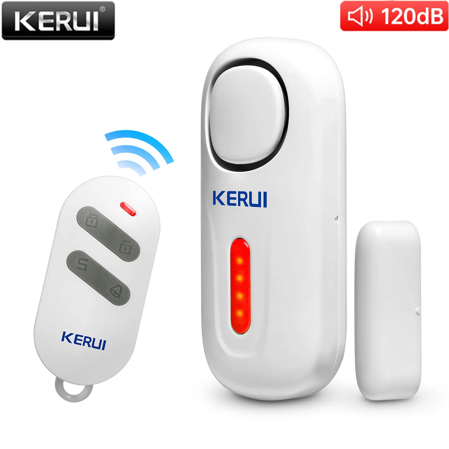 KERUI-Sensor antirrobo de seguridad para puerta y ventana, sistema de garaje inteligente con Control remoto, alarma magnética PIR, 120DB