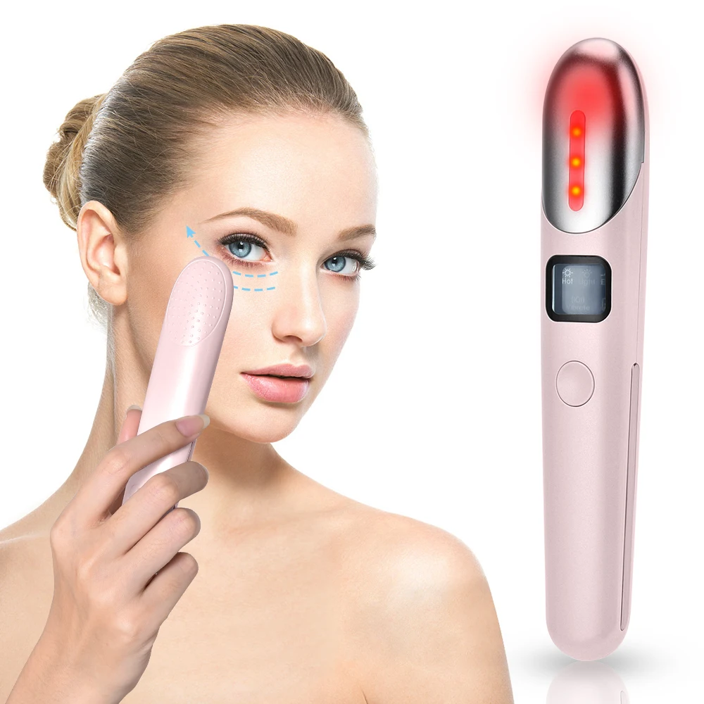 

EMS Eye Massager Hot Compress Vibrate Wrinkle Dark Circle Remover Pen Anti Aging Puffiness Removal Eye Care Beauty Massage Tools