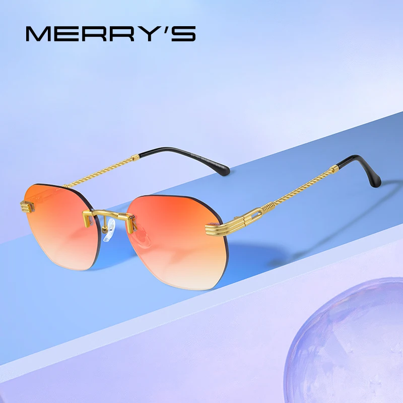 

MERRYS DESIGN Luxury Rimless Sunglasses For Men Women Square Shades Trending Gradient Sun glasses UV400 Protection S8431