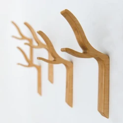 LCH  Nordic Style David's Deer Solid Rubber Wood Clothes Hook Keys Holder Cupboard Handle Door Pull Entryway Peg