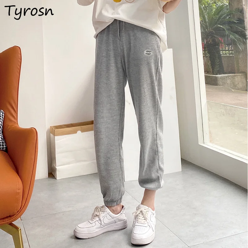 

Ankle-length Pants Women Bundle Feet Solid Casual Loose Joggers High Waist Trousers Streetwear Ulzzang Running Fashion Daily Ins