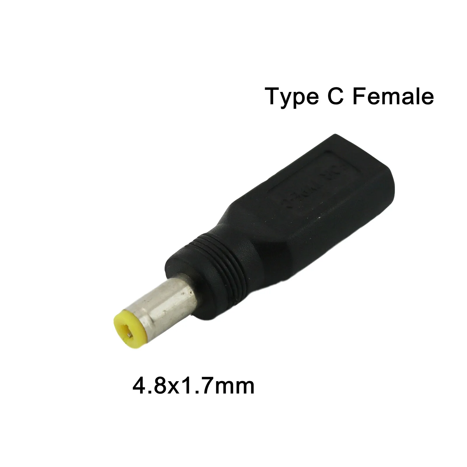 1x USB 3.1 유형 C 암 잭-DC 4.8mm x 1.7mm 수 플러그 전원 충전 어댑터 커넥터 스트레이트 블랙