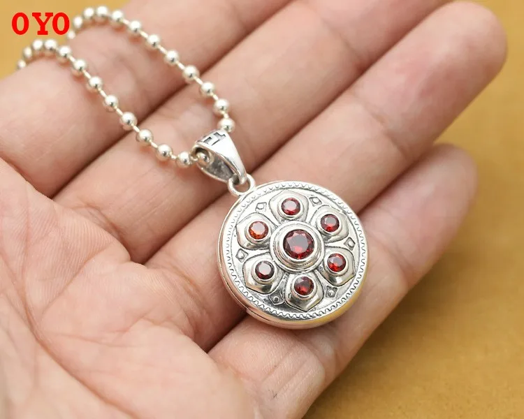 S925 sterling silver necklace male retro Thai silver pendant female sweater chain pendant