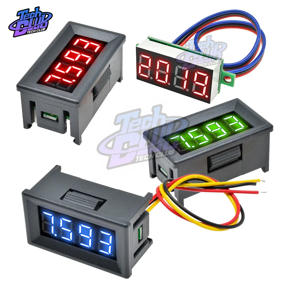 DC 0 V-100 V Digitale Voltmeter 0.36 inch 3 Draad 4 Bit Precisie Voltage Meter LED Panel Tester voor Elektromobiele Motor Auto