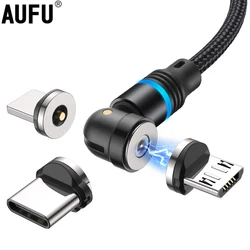 AUFU Magnetic Charging Cable Magnet Charger Type C Micro USB Cord Cable For iPhone 13 12 Pro XS Samsung 540 Degrees Rotate