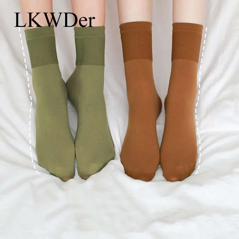 LKWDer 1 Pair New Long Color Socks Candy Color Women Socks Breathable Soft Thin Women Fashion Socks For Women Korea Style Velvet