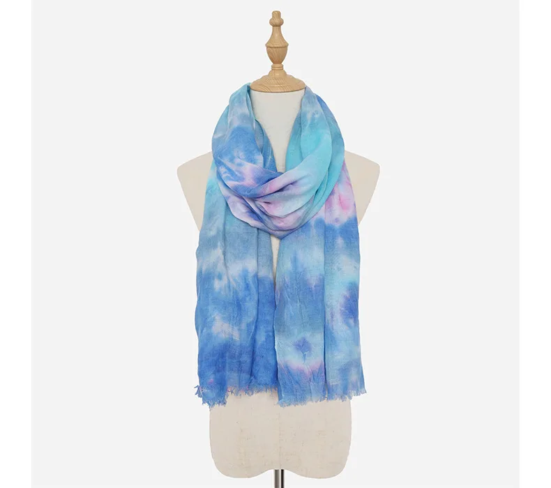 2021 Newest Ombre Tie-dye Print Fringe Scarves Shawls Women Long Gradient Color Scarf Wrap Hijab Free Shipping