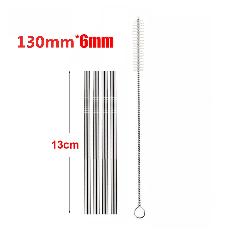 DEOUNY 4PCS Short Metal Straws For Cocktail Glasses Reusable Cocktai Stainless Steel Straws With Cleaning Brushes For Kids Party