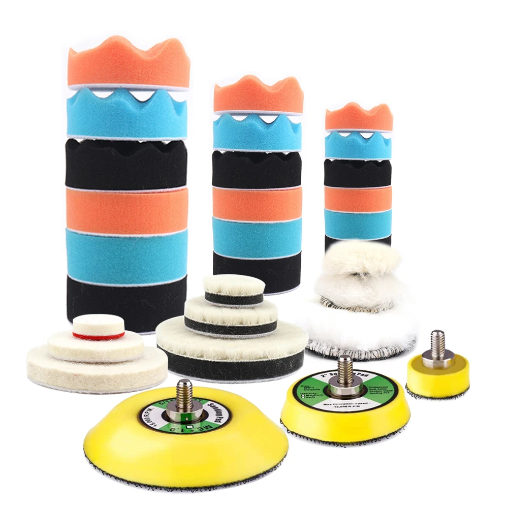 30PC 1/2/3 pollici lucidatura ceretta lucidatura Kit tampone spugna lana ruota pulizia auto rimuove graffi bellezza accessori per utensili rotanti