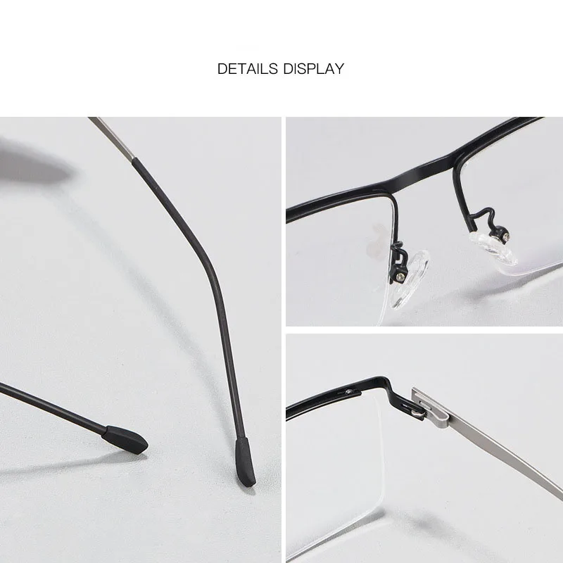 Titanium Alloy Optical Glasses Frame Men Ultralight Square Myopia Prescription Eyeglasses Metal Half Rim Spring Hinge Eyewear