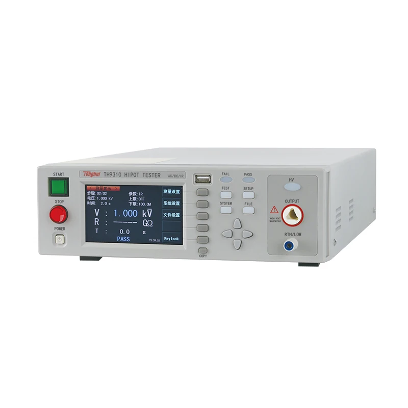 TH9310 AC/DC Hipot Tester ، AC 5KV DC6KV نطاق مقاومة العزل 1Mohm-9999Mohm