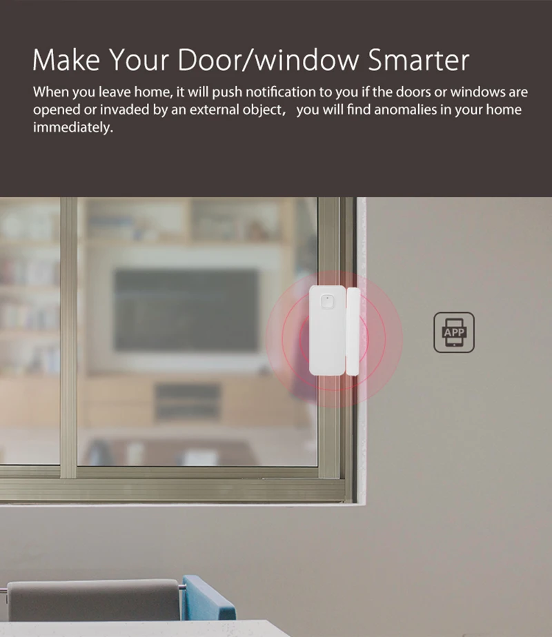 Tuya Smart Wifi Door Sensor Open / Close Detector App Notification Battery Operated Support Alexa Google Home No Need Hub