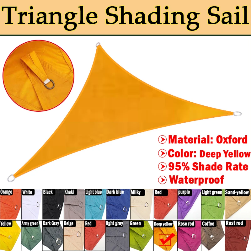 

Deep-Yellow Color Triangle SunShade Sail Outdoor Garden Patio Party Sunscreen Waterproof Awing Sun Canopy For Beach Camping Pool