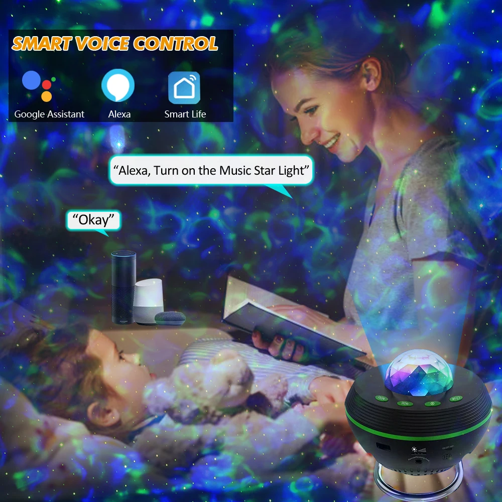 Imagem -03 - Tuya Smart Led Star Galaxy Projetor Onda do Oceano Starry Sky Night Light Lâmpada Atmosfera Nebulosa Bluetooth Usb Music Player Wi-fi Novo