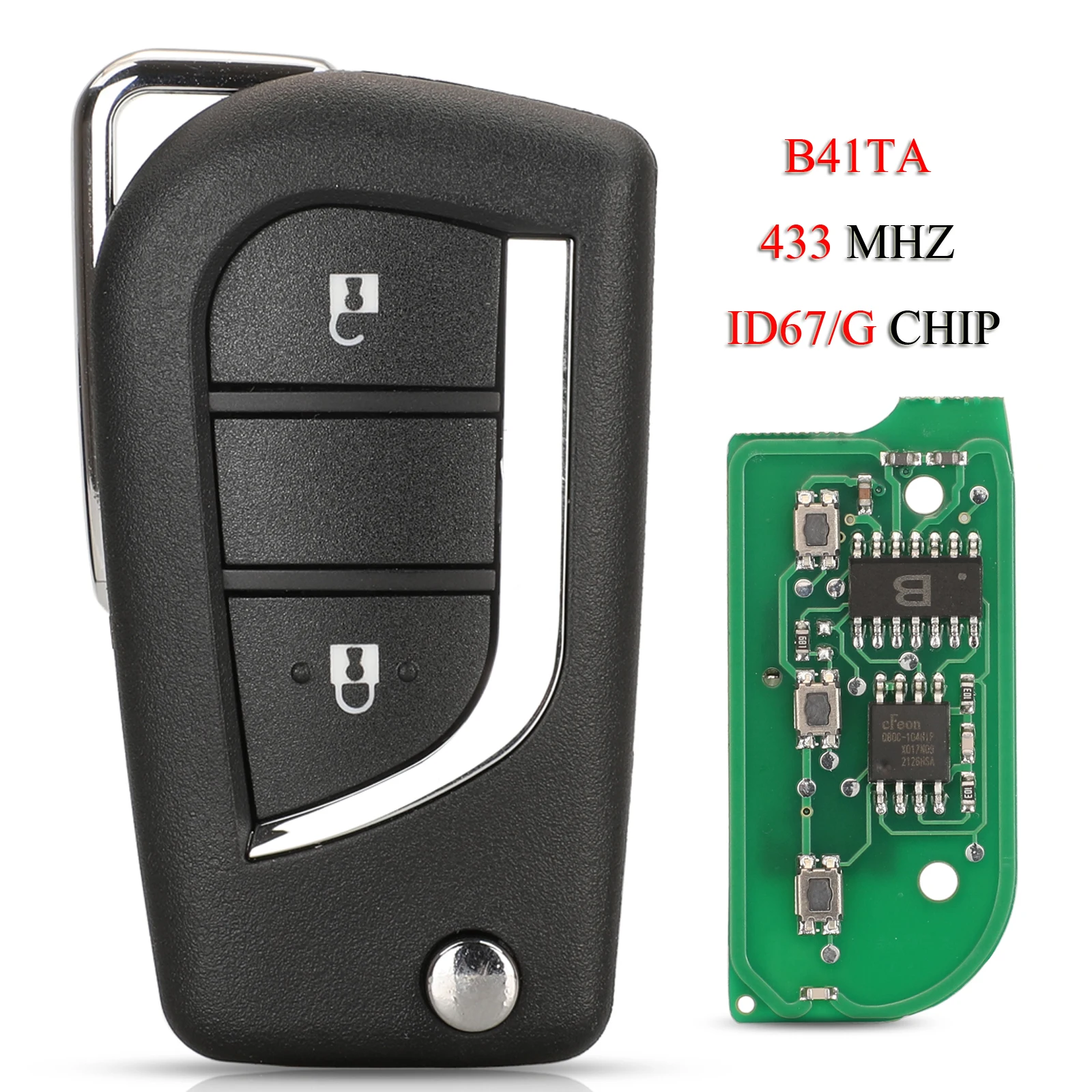 Jingyuqin Fernbedienung Auto Schlüssel Alarm 433 MHZ G/67 Chip Upgrade Für Toyota Corolla Etios 2017 Hilux Prius 2 Vios Yaris 2006-2009 B41TA