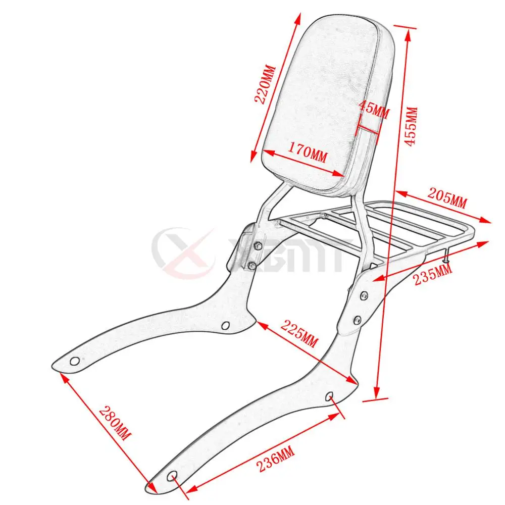 Motorcycle Passenger Backrest Sissy Bar Luggage Rack For Yamaha Vstar XVS 1100 Custom Dragstar XVS 1100 Custom XVS1100 2000-2011