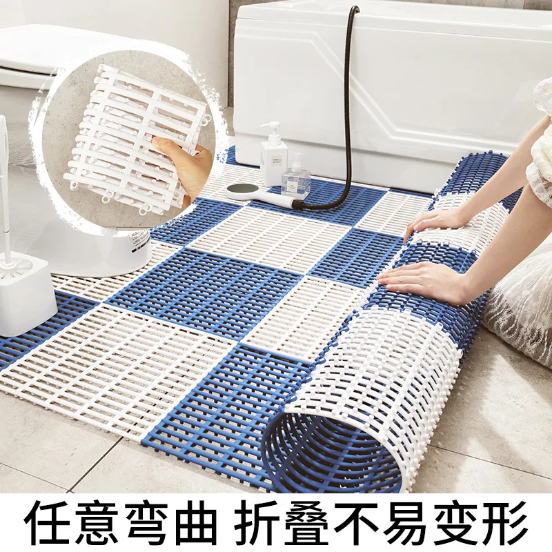 New PVC family bathroom shower room DIY hollow drainage anti slip mat can be spliced floor mat foot pad bathroom mat