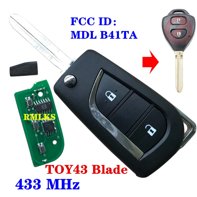 

Flip Remote Key 2 Buttons 433MHz 4D67 G Chip For Toyota 2005-2008 Fortuner 2005 - 2014 Runner 2003 - 2009 FCC:B41TA