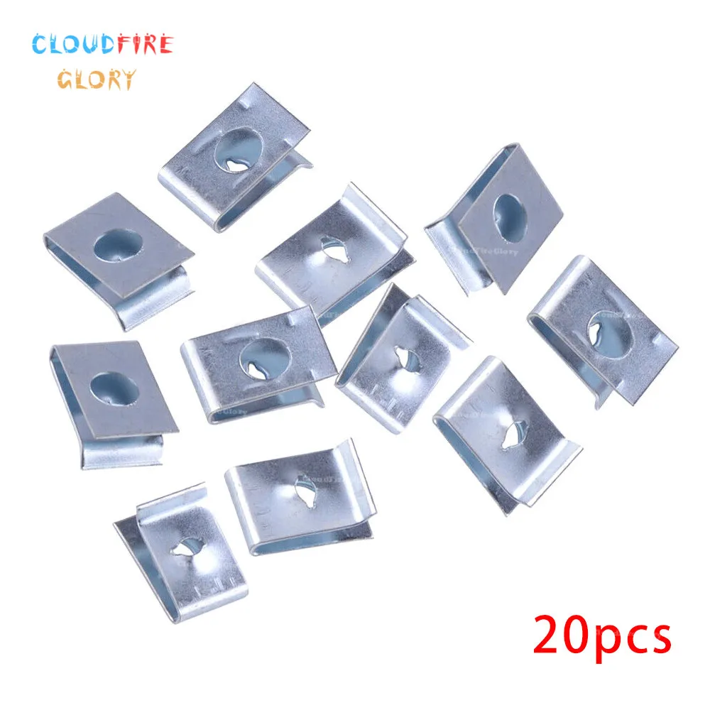 CloudFireGlory 20Pcs Car Universal 6mm Hole Speed Fasteners U Nuts Self Tapping Screw Spire U Clips Interior Trim Panel