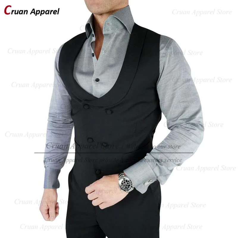 

2022 Latest Bridegroom Vests Suit Waistcoat Sleeveless Jacket Business Tailor-made Formal Shawl Lape Groom Double Breasted