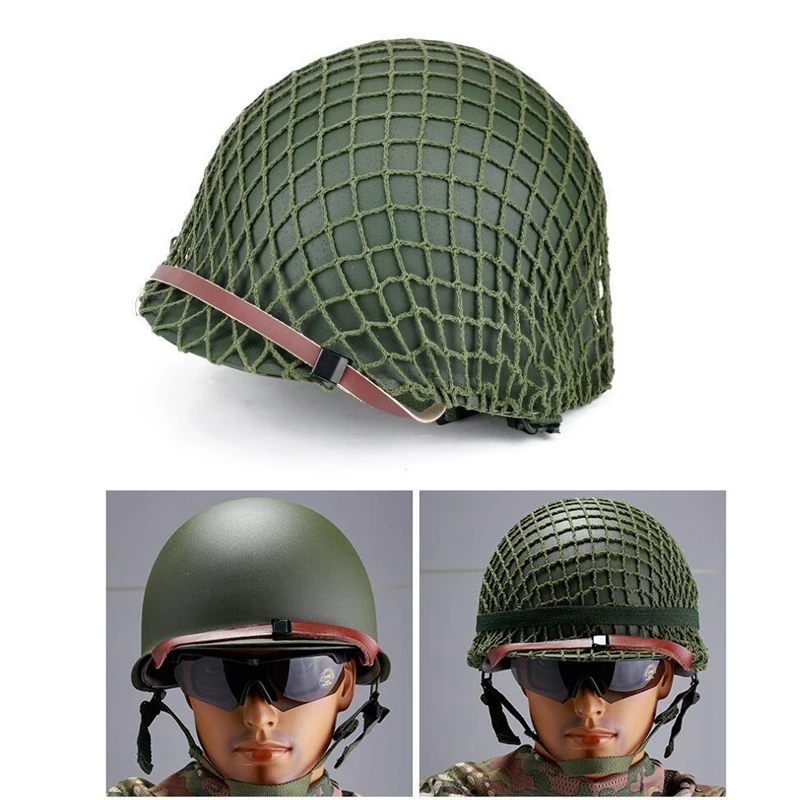 Military Steel M1 Helmet Tactical US Army Replica Protective Helmets WWII WW2 Outdoor CS Paintball Green Steel Helmet