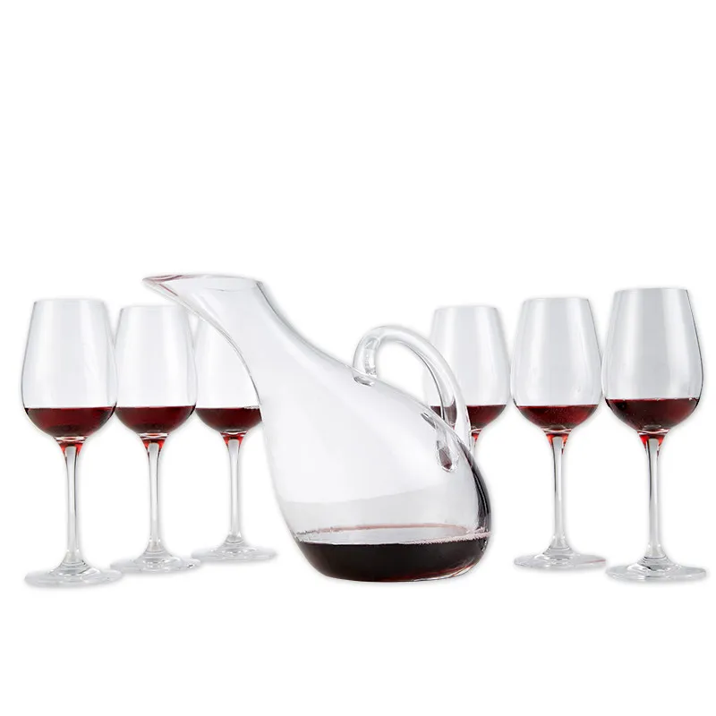 Wine Glass Household 6-Piece Wine Goblet Swan Decanter Wine Set whiskey  flagon  gift set for men