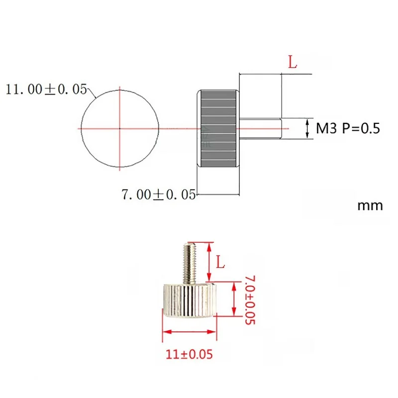 5/10/20Pcs M3 Toolless Thumb Screw Carbon Steel Knurling Flat Head Knurled Thumb Screw Hand Tighten Computer Screws