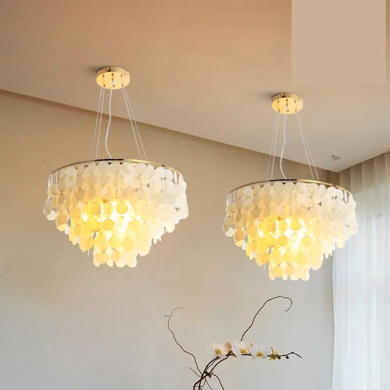

Restaurant Pendant Lights Bedroom Lamp Nordic Lamp Ins Girl Net Red Modern Warm Romantic Living Room Shell Lamp Chandelier