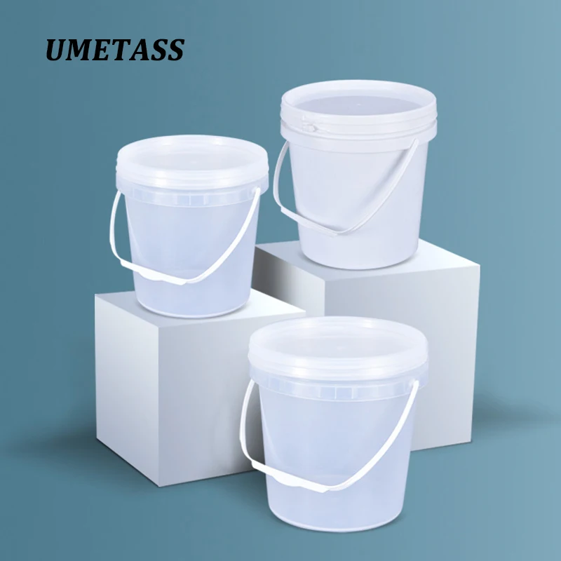 Food Grade 3 liters Plastic bucket with handle and Lid Polypropylene Round container Leakproof refillable Bottle 5PCS