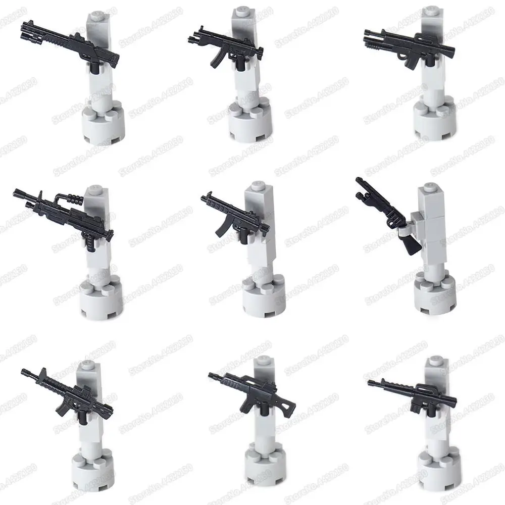 Military Figures Mini Weapons Building Block Assemble Army Heavy Machine Guns Set World War 2 Equipment Child Christmas Gift Toy