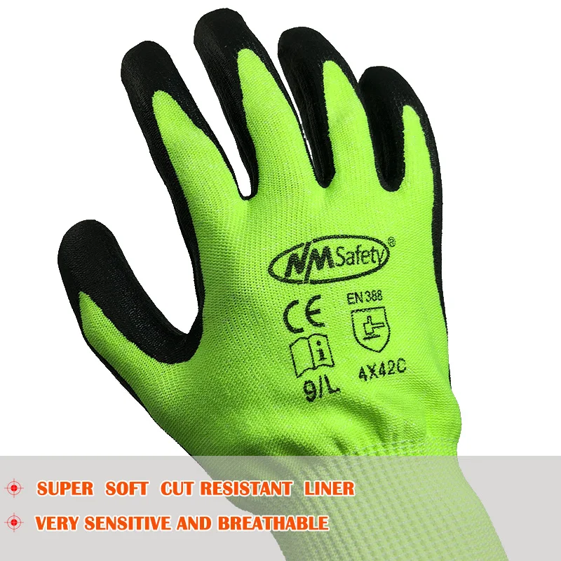 8 Pieces/4 Pairs Work Safety Protective Guantes Industrial General Purpose Cut Resistant Level C Working Gloves